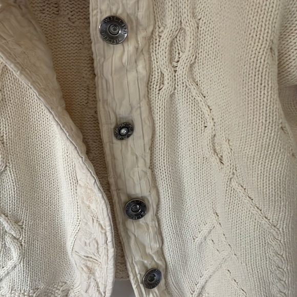 Blue Willi’s cotton cabled sweater with Cotton fabric placket and collar - Picture 3 of 4